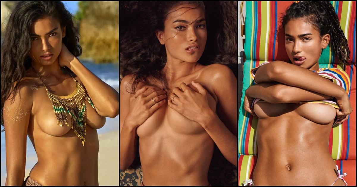 Kelly Gale Shows Off Her Boobs As She Models Skimpy Bikinis While Posing Fo...