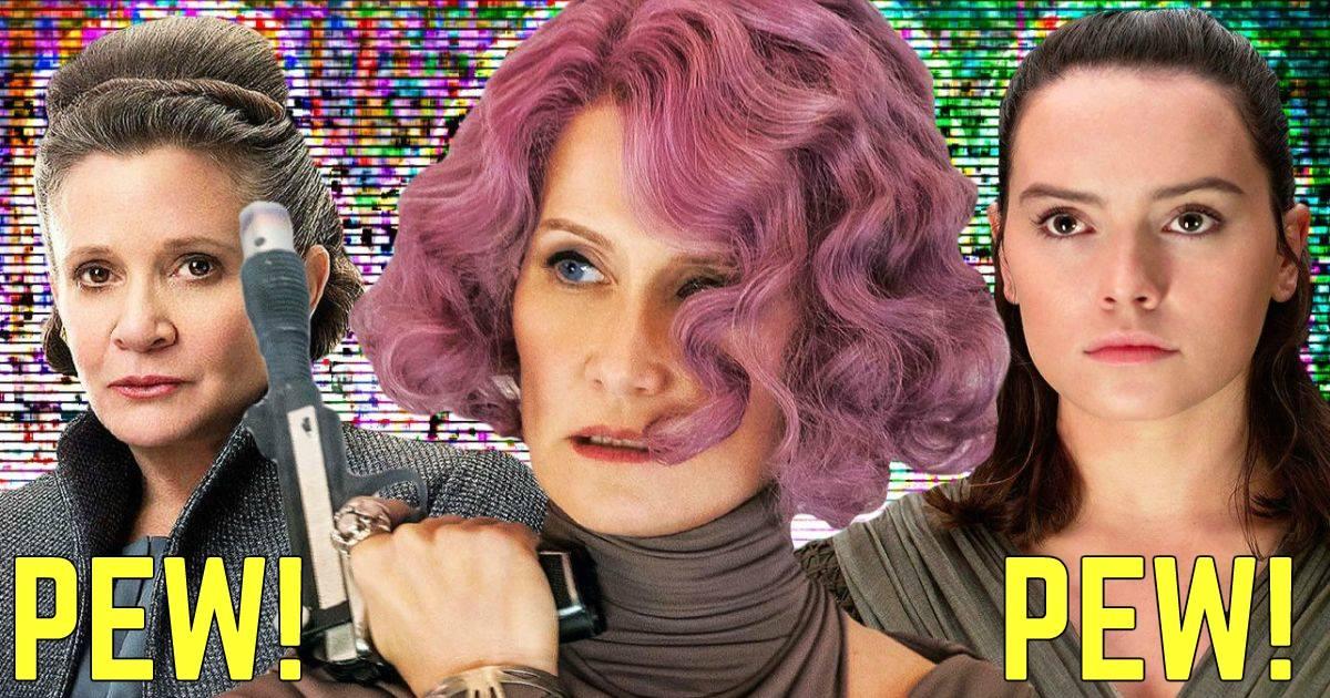 THIS ADORABLE ACT OF LAURA DERN SAYING ‘PEW’ AS SHE WIELDS A BLASTER IN THE LAST JEDI IS TOO CUTE