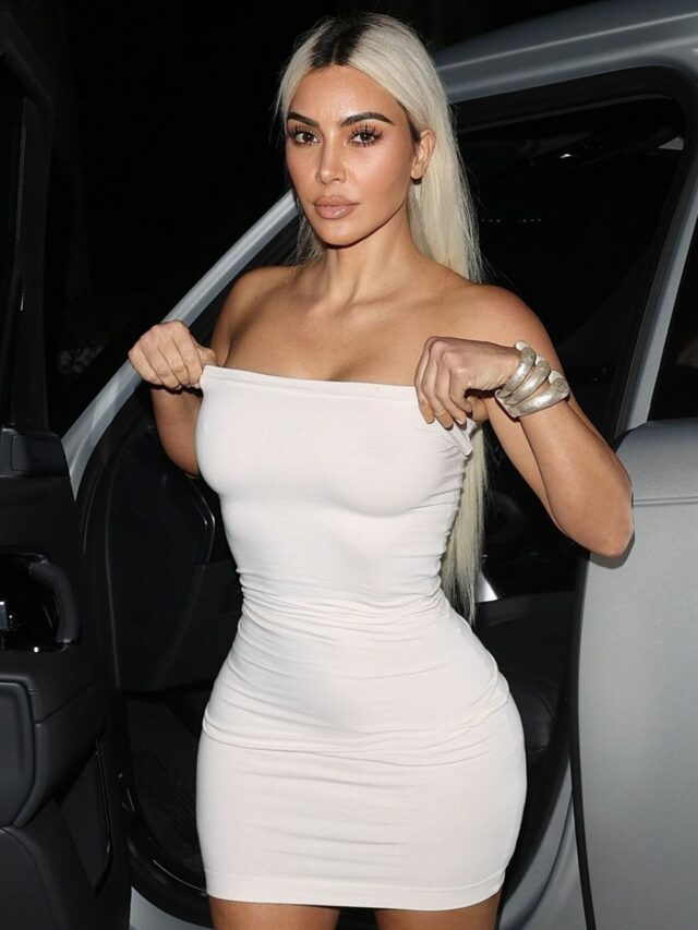 Kim Kardashian stuns in a tight white strapless skims dress while leaving her office in Calabasas – June 18, 2024