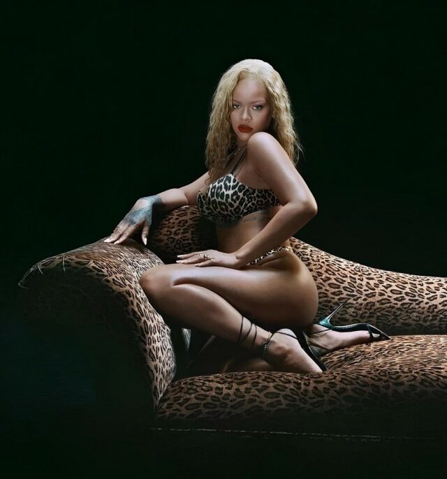 Rihanna in Leopard Lingerie