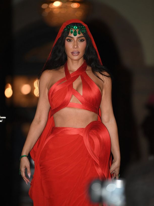 Kim Kardashian in red dress in Mumbai – July 13, 2024