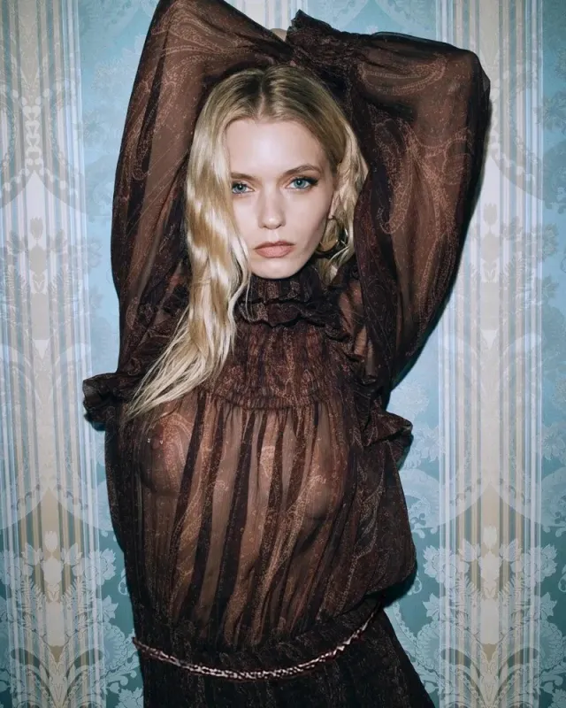 Abbey Lee in See-Through Top