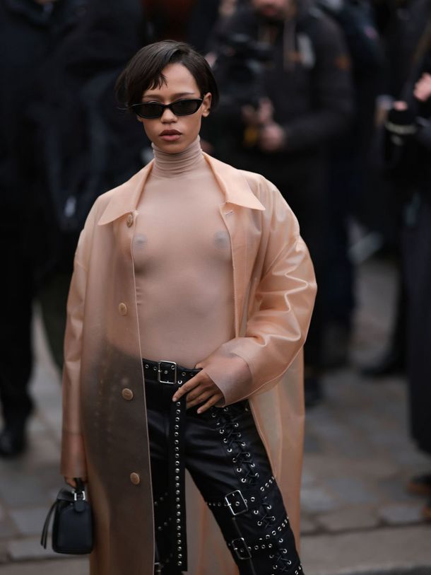 Taylor Russell see through at Loewe Menswear Fall-Winter 2023-2024 show in Paris – January 21, 2023