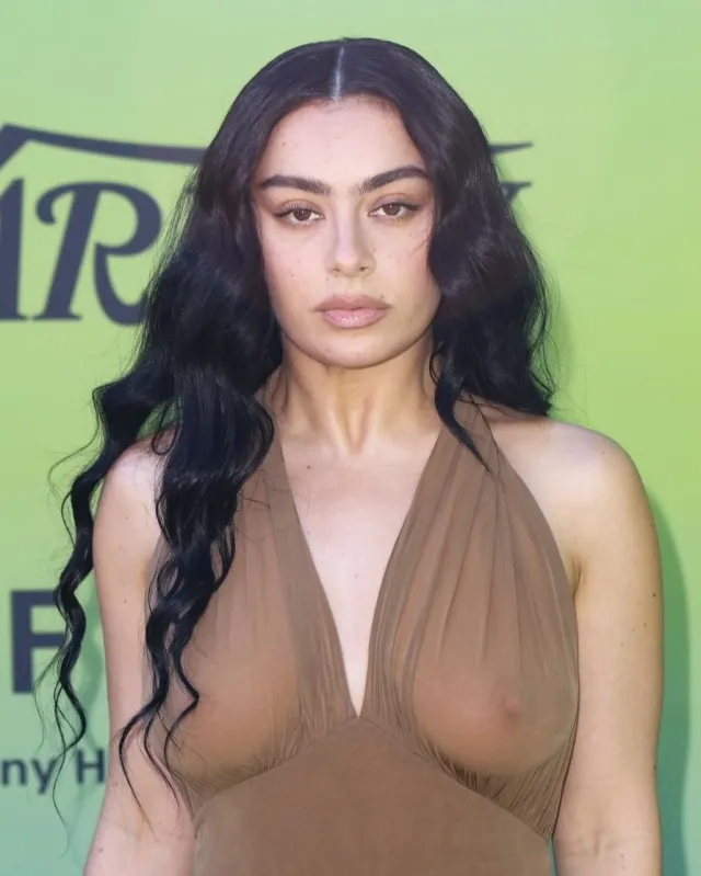 Charli XCX in a see-thru dress