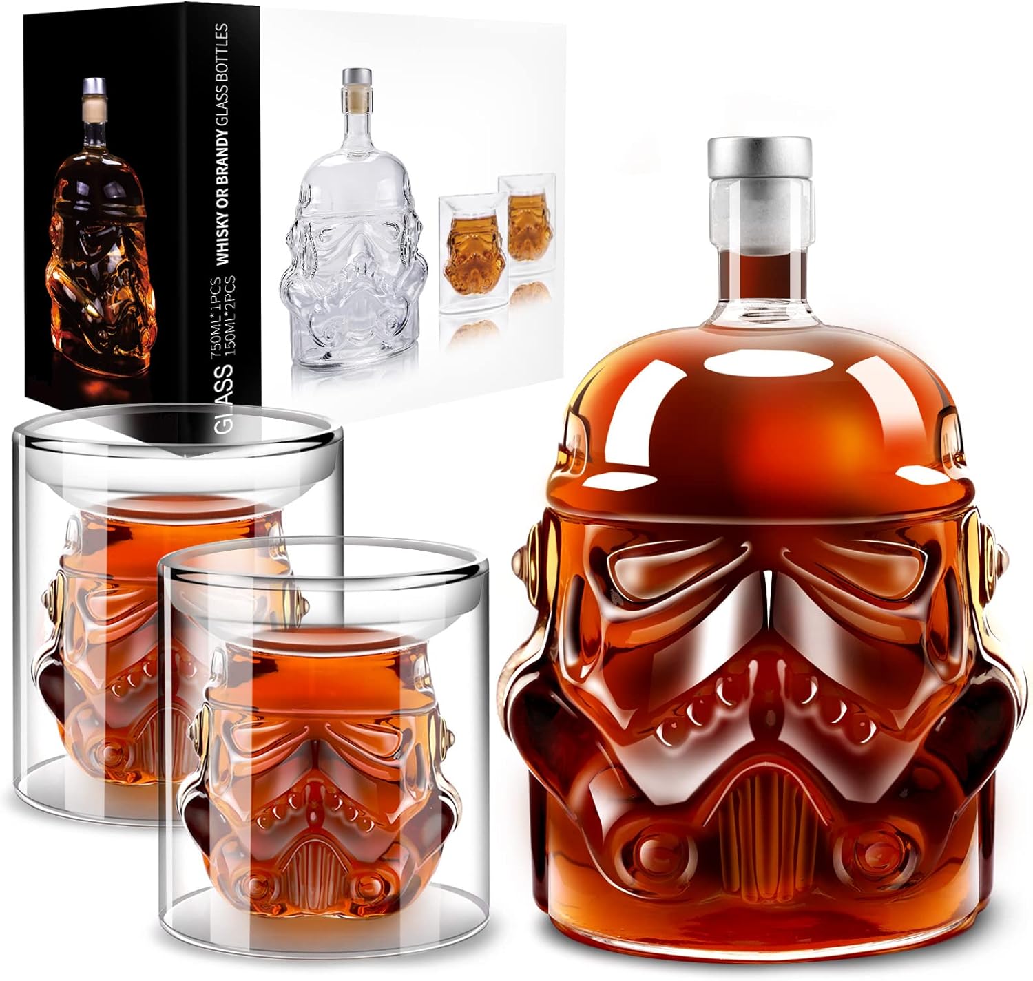 Whiskey Decanter Set Transparent Creative with 2 150ml Glasses